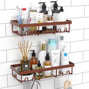 lot 20380 image: Moforoco Shower Caddy Shelf Organizer Rack, Self Adhesive Black Bathroom Shelves Basket, Home Farmhouse Wall Inside Organization and Storage Decor Rv Accessories, First Camper Apartment Essentials