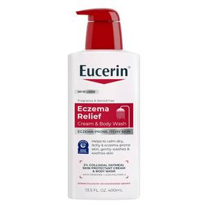 lot 20384 image: Eucerin Eczema Relief Cream and Body Wash, 13.5 FL OZ (Pump Broken)