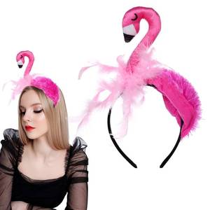 lot 20394 image: Pink Flamingo Headband Cute Hawaii Flamingo Cosplay Costume Headwear for Halloween Carnival Valentines Birthday Tropical Party Hair Accessory