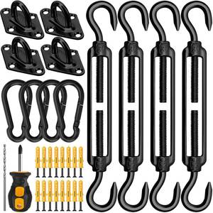 lot 20402 image: HYASIA Shade Sail Hardware Kit, 46 Pcs 6-Inch 304 Stainless Steel Heavy Duty Canopy Installation Set for Triangle & Rectangle Sun Shade Sail, Ideal for Outdoor Patio Garden Backyard