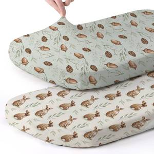 lot 20406 image: Stretch Fitted Bassinet Sheet Set BROLEX 2 Pack Cradle Sheets for Bassinet PadMattress,Unisex Boys Girls,Ultra Soft,Bunny Nuts