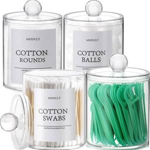 lot 20421 image: Bathroom Organizers and Storage,4 Pack Bathroom Accessories,Bathroom Decor,Home Decor,Bathroom Storage and Organization,Qtip Holder for Room Decor Aesthetic