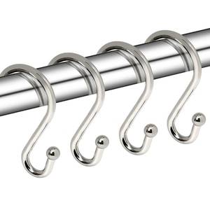lot 20433 image: Metal Shower Curtain Hooks, Set of 12, Rust Proof Shower Curtain Hooks Rings, Durable S Shaped Hooks Hangers for Shower Curtains, Kitchen Utensils, Clothes, Towels (Nickel)