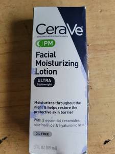 lot 20452 image: CeraVe PM Facial Moisturizing Lotion Ultra Lightweight 3 FL OZ