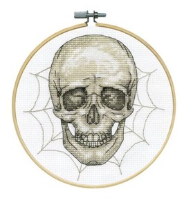 lot 2001 image: Counted Cross Stitch Kit Skull Design with Hoop Floss Needle