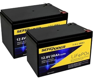 lot 5247 image: SEFEPODER LiFePO4 12.8V 20Ah 256Wh Rechargeable Lithium Battery 2-Pack