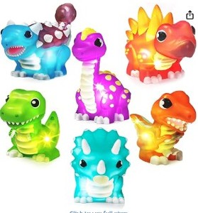 lot 8133 image: DINOS Light Up Bath Toys 6 Pack Tyrannosaurus Rex Triceratops Ankylosaurus