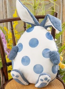 lot 10017 image: Blue and White Plush Stuffed Animal Toy with Pom-Pom Ears Pillow