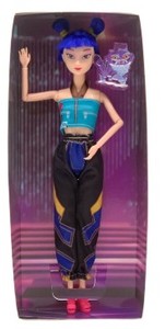 lot 10019 image: Action Figure Doll with Blue Hair and Guitar Accessory in Original Packaging
