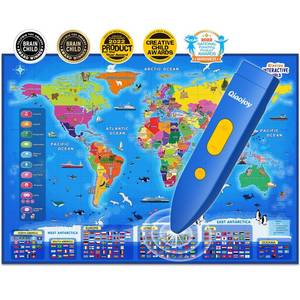 lot 1583 image: Qiaojoy Bilingual Interactive World Map for Kids Learning Educational Toy