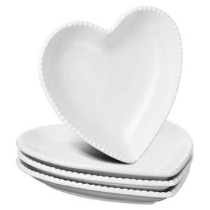 lot 1587 image: Ziliny 4 Set Heart Shaped Plates Ceramic Salad Cute Plate Set Steak Elegant Dinner Dish 6.9 Inch Dessert Tray Serving Dish Dessert Appetizer Snacks for Mothers Day Anniversary Wedding(White)