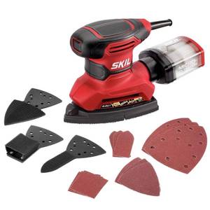 lot 1594 image: SKIL Corded Multi-Function Detail Sander with Micro-Filter Dust Box 3 Additional Attachments & 12pc Sanding Sheet- SR232301