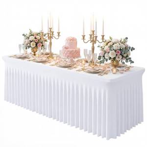 lot 1599 image: Baoszty White Spandex Tablecloth for 8FT Rectangle Tables, Table Skirt