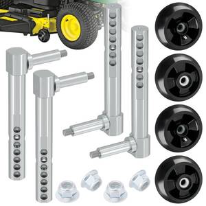 lot 1607 image: CheeMuii 4 Pack AM125172 Mower Deck Wheels & AM131288 AM131289 Deck Arm Kit