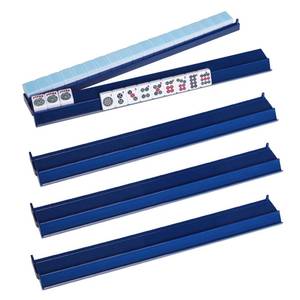 lot 1611 image: TIASUSAN Mahjong Racks with Pushers(4 PCS, Dark Blue) for 166 American Mahjong Tiles, Mahjong All-in-one Tile Rack with Pusher Combo