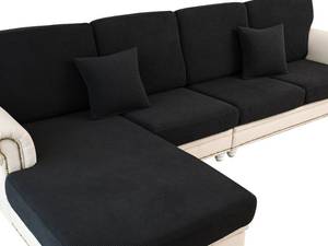 lot 1626 image: LA MEACK Couch Cushion Covers for Sectional Sofa L Shape Washable Separate Seat Chaise Couch Cover Stretch Sofa Slipcovers with 2 Pcs Pillowcases(2 Seater  1 Chaise, Black)