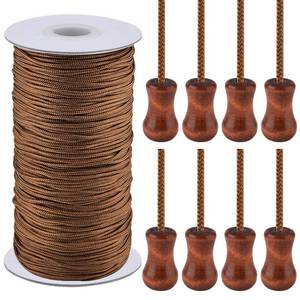 lot 2034 image: SAYAYA 1.8mm Braided Nylon Lift Shade Cord with 8 Pieces Wood Pendants 109 Yards Replacement Curtain String Kit for Blinds Repair, Roman Shades, Gardening & DIY Crafts (Brown)