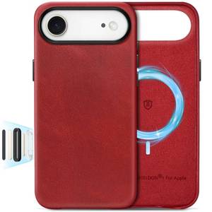lot 2037 image: SHIELDON Genuine Leather Case for iPhone Air 6.5 2025, Retro Red