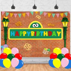 lot 2045 image: Cartoon Street Backdrop Banner 5X3FT Street Friends Photography Background Cartoon Party Photo Backdrop (Street Friends)