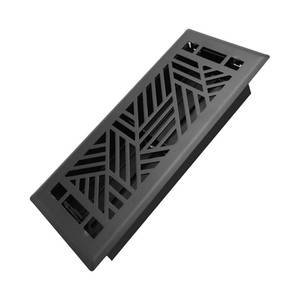 lot 2052 image: Howeall 4x10 Inches Heavy Duty Walkable Floor Register Easy Adjust Air Supply Lever Floor Vents - Brooklyn Design - Vent Cover for Home Floor - Matte Black