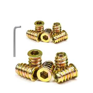 lot 2059 image: 40 Pcs 14 - 20 Hex Drive Threaded Inserts for Wood Metal Screws Assortment with Hex Wrench Hex Socket Drive Nut Inserts, Bolt Fastener Connector Wood Embellishments for Furniture