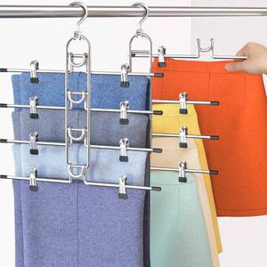 lot 2071 image: Pants Hangers With Clips, Newly Upgraded Detachable Space Saving Hangers for Skirts, Shorts & Trousers with Non slip clip,Heavy Duty Skirt Hangers - Hanging Closet Organizer And Storage,Patent Pending