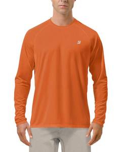 lot 2078 image: Roadbox Mens UPF 50 UV Sun Protection Shirts Outdoor Long Sleeve SPF Diving Rash Guard for Fishing Hiking Swimming Orange XL