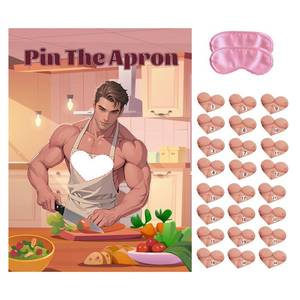 lot 2139 image: BBUP Bachelorette Party Games for Adults Women - Pin The Apron Bachelorette Game, Bridal Shower Games with 24 Stickers & 2 Blindfolds for Girls Night Wedding Engagement Party