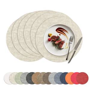 lot 2147 image: COSMOCASA Placemats Set of 6, 15 Inch Round Faux Leather Place Mats