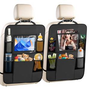 lot 2150 image: AXELECT 2 Pack Car Backseat Organizer with Touch Screen Tablet Holder,6 Storage Pockets Protectors Kick Mats,Car Back Seat Cover Protector Travel Accessories for Kids