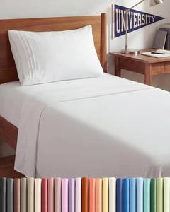 lot 2152 image: Twin XL 3 Piece Sheet Set - College Dorm Room Essentials - White