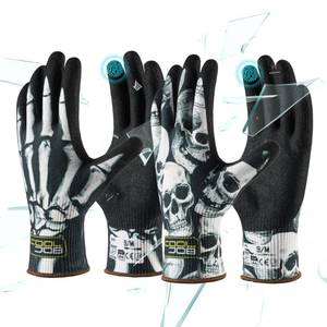 lot 2166 image: COOLJOB 2 Pairs A4 Cut Resistant Fishing Gloves for Men, Touchscreen Safety Work Gloves with Grip Nitrile, Knife Proof Anti-slip Dexterous Rubber Coating for Glass Handling Wood Carving, Large