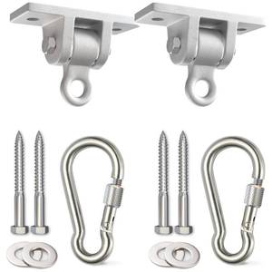lot 2167 image: Jungle Gym Kingdom Swing Set Hangers - 2 Heavy Duty Brackets with Locking Snap Hooks for Porch, Patio, Playground - IndoorOutdoor Hardware & Accessories