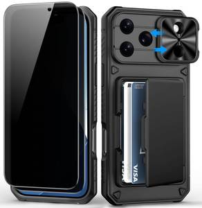 lot 2186 image: BXYJY for iPhone 17 Pro Max Case Wallet, 2 Privacy Screen Protectors, Black