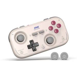 lot 2203 image: IINE Retro Pocket Game Controller with Hall Effect Joysticks, Switch 1 & 2 Compatible, Wireless Gamepad for Steam Deck, PC, Android, iOS, Customizable D-Pad, Vibration & Motion Control (Grey)