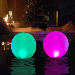 lot 2208 image: Floating Pool Lights Inflatable Waterproof IP68 Solar Glow Globe,14 Outdoor Pool Ball Lamp 4 Color Changing LED Night Light, Party Decor for Swimming Pool,Beach,Garden,Backyard,Lawn,Pathway - 2 PCS