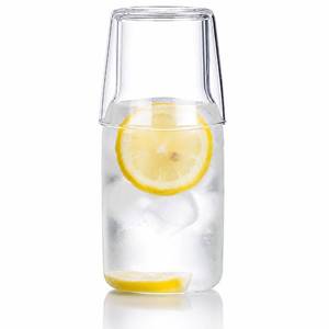 lot 2209 image: A 500ml17 oz Bedside Water Carafe Set with Tumbler Glass for Bedroom