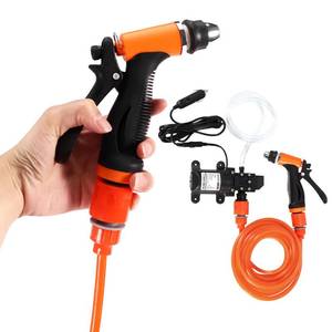 lot 2213 image: Portable 120W High-Pressure Car Wash Kit High-Pressure Cleaner Water Pump 12V 80W, 6m Rubber Hose, 1m Transparent Hose, 3m Long Cigarette Lighter Cable