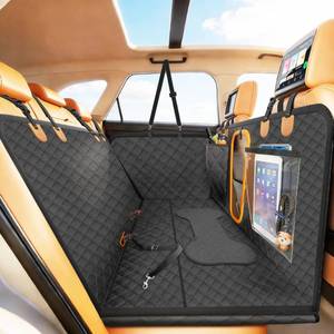 lot 3592 image: Guanyanmei Dog Bone PU Leather Rear Extender, 280LBS Waterproof Pet Hammock, Foldable Dog Car Seat Cover for SUV Sedan