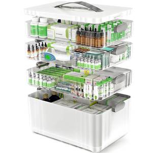 lot 3603 image: ARSTPEOE 4-Tier Medicine Organizer - Portable Medicine Cabinet with Handle