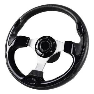lot 3607 image: QYMOPAY 12.5inch, 34 Inch Axle Marine Steering Wheel Adapter, Anti-Slip Carbon Fiber Steering Wheel for Boats, Yachts, Pontoon Boats Black