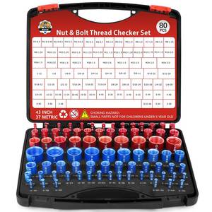 lot 3621 image: 80 Pcs Nut and Bolt Thread Checker Set with 43 Inch and 37 Metric Thread Gauge Ideal for Tight Spaces Includes SAE and Metric Sizes Perfect for Bolt Thread Checker and Nut and Bolt Checker Set