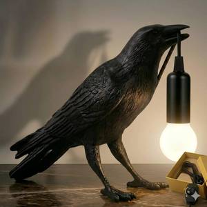 lot 3625 image: OVANUS Crow Lamp Gothic Decor, Raven Table Night Light with Adjustab