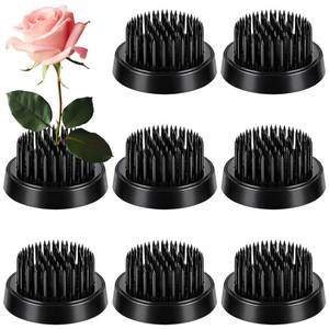 lot 4342 image: Sliner 8 Pcs 1.57 x 0.43 Inch Floral Frogs Round Brass Flower Holder, Black