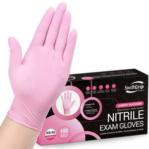 lot 4343 image: SwiftGrip Pink Nitrile Gloves  3-mil  Industrial Gloves Disposable Latex Free  for Cleaning & Esthetician  Rubber Powder-Free  100-ct Box  Large (Pack of 100)