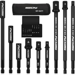 lot 4360 image: 9-Piece Impact Socket Adapter Set, 14 38 12 Driver Socket Adapter, Power Drill Bit Extension, Magnetic Screwdriver Bit Holder, Socket Wrench Adapter