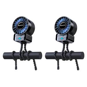 lot 4361 image: 2 Pack Multifunctional Portable Stroller Fan 4 Speed 6600rpm High Speed Usb Rechargeable Personal Mini Handheld Fan Extended Tripod For Desktop Winding Kids Bed Treadmill Bike Golf Cart Outdoor Travel
