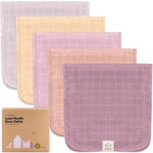 lot 4362 image: KeaBabies Cotton Muslin Burp Cloths Baby Boy, Girl, 5-Pack 20x10 (Lavender)