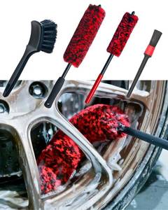 lot 4377 image: oesee Professional 4 Pack Long Handle Wheel Brush Kit for Cleaning Wheel and Tire- 2X Soft Wheel Cleaning Brush, Detailing Brush and Stiff Tire Brush, Bendable& Durable Wheel Rim Cleaner Brush Set