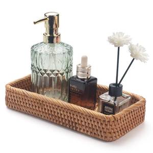 lot 4382 image: Rattan Bathroom Vanity Trays Toilet Tank Baskets Long Narrow Hand Towel Storage Basket for Storage, Decorative (Natural 10.2 x 4.9 x 1.6 inch)